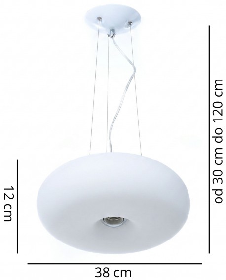 Wymiary lampy wiszącej BIANTE D38 od Lumina Deco oznaczone szerokością i regulacją wysokości
