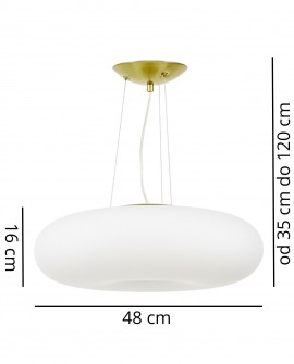 Lampa wisząca BIANTE D48 z wymiarami 48 cm średnicy i regulowaną wysokością do 120 cm