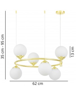 Pierścieniowa lampa wisząca FINO RING W6 wraz ze wskazaniem wymiarów