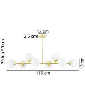 Lampa wisząca FINO W8 od Lampit o długości 110 cm, regulowana wysokość 30 lub 50 cm średnica klosza 13 cm
