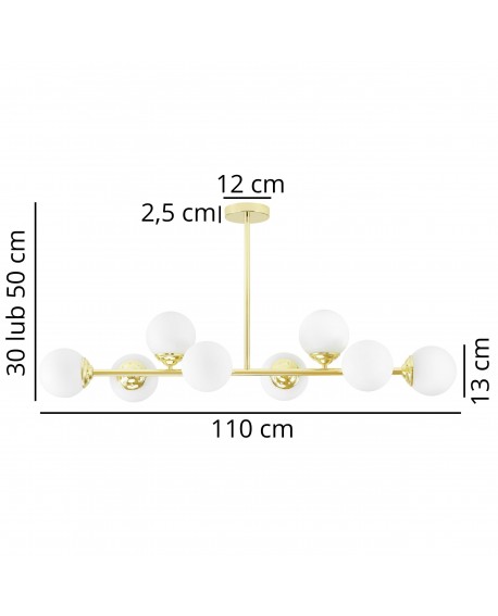 Lampa wisząca FINO W8 od Lampit o długości 110 cm, regulowana wysokość 30 lub 50 cm średnica klosza 13 cm