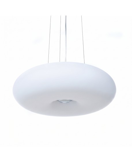 Opływowy klosz lampy wiszącej BIANTE D38 Lumina Deco z białego szkła
