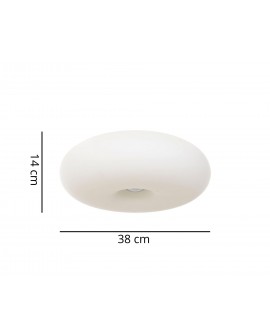 Plafon BIANTE D38 z zaokrąglonym kloszem z matowego szkła o średnicy 38 cm i wysokości 14 cm