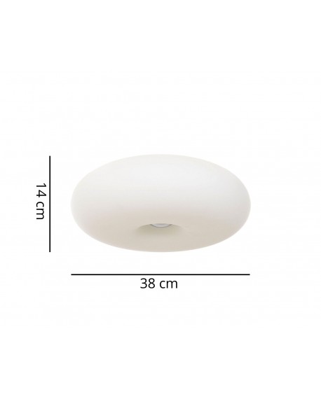 Plafon BIANTE D38 z zaokrąglonym kloszem z matowego szkła o średnicy 38 cm i wysokości 14 cm