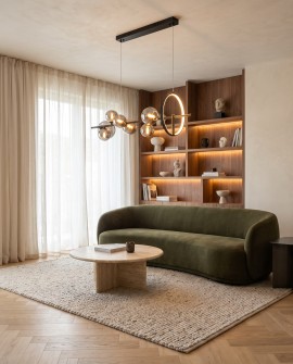 Nowoczesna lampa wisząca MERIDO do salonu z dymionymi kulami z czarnymi detalami
