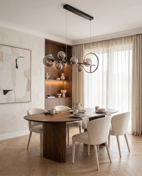 Nowoczesna lampa wisząca MERIDO do salonu z dymionymi kulami z czarnymi detalami