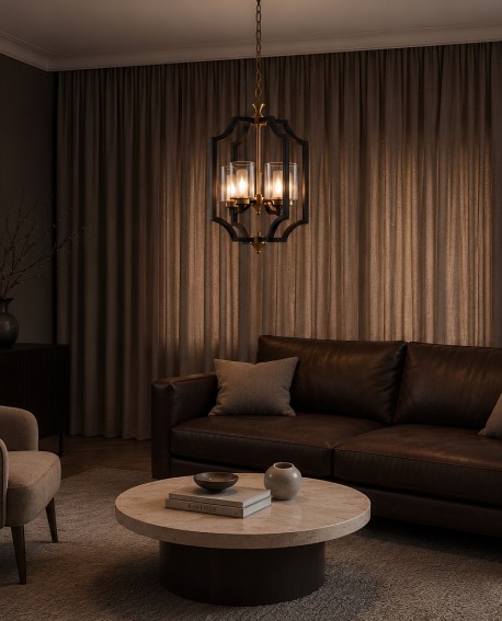 LAMPA WISZĄCA LOFT CZARNO-MOSIĘŻNA VIGATTO W4
