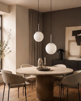 Nowoczesna lampa wisząca Fredica D30 Lumina Deco nad stołem w eleganckiej jadalni
