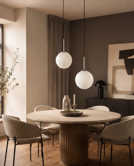Nowoczesna lampa wisząca Fredica D30 Lumina Deco nad stołem w eleganckiej jadalni
