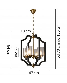 LAMPA WISZĄCA LOFT CZARNO-MOSIĘŻNA VIGATTO W4 ZDJĘCIE Z WYMIARAMI