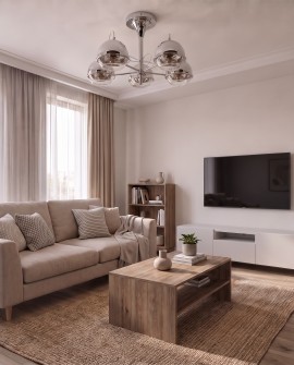 Pięcioramienna lampa VERONI W5 od Lumina Deco nad strefą wypoczynkową w salonie