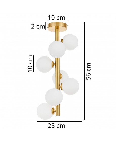 Lampa sufitowa PETRICA W7 o wysokości 56 cm i szerokości 25 cm