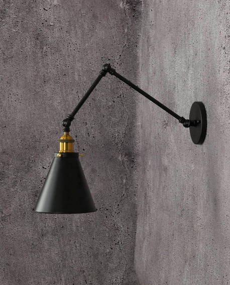 LAMPA ŚCIENNA KINKIET LOFTOWY CZARNY RUBI W2