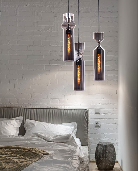 NOWOCZESNA LAMPA WISZĄCA SZKLANA SZARA VARIUS