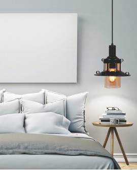 LAMPA WISZĄCA INDUSTRIALNA LOFT CZARNA CAPRI W1