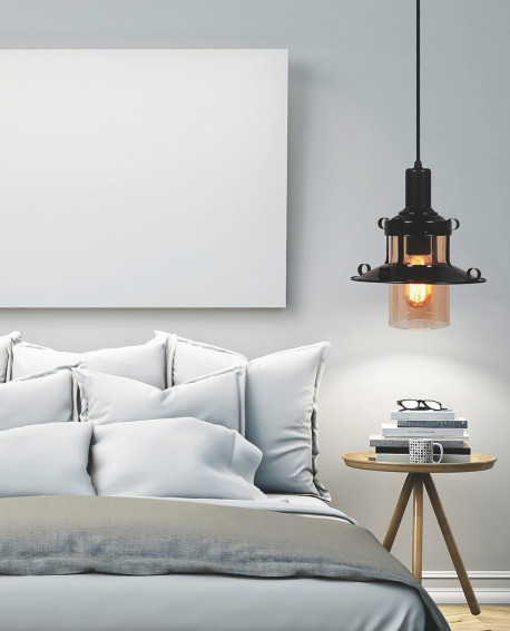 LAMPA WISZĄCA INDUSTRIALNA LOFT CZARNA CAPRI W1