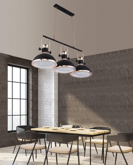 LAMPA WISZĄCA POTRÓJNA LOFT CZARNA BATORE W3