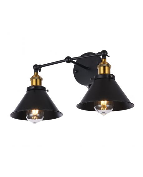 LAMPA ŚCIENNA KINKIET LOFTOWY CZARNY GUBI DUO