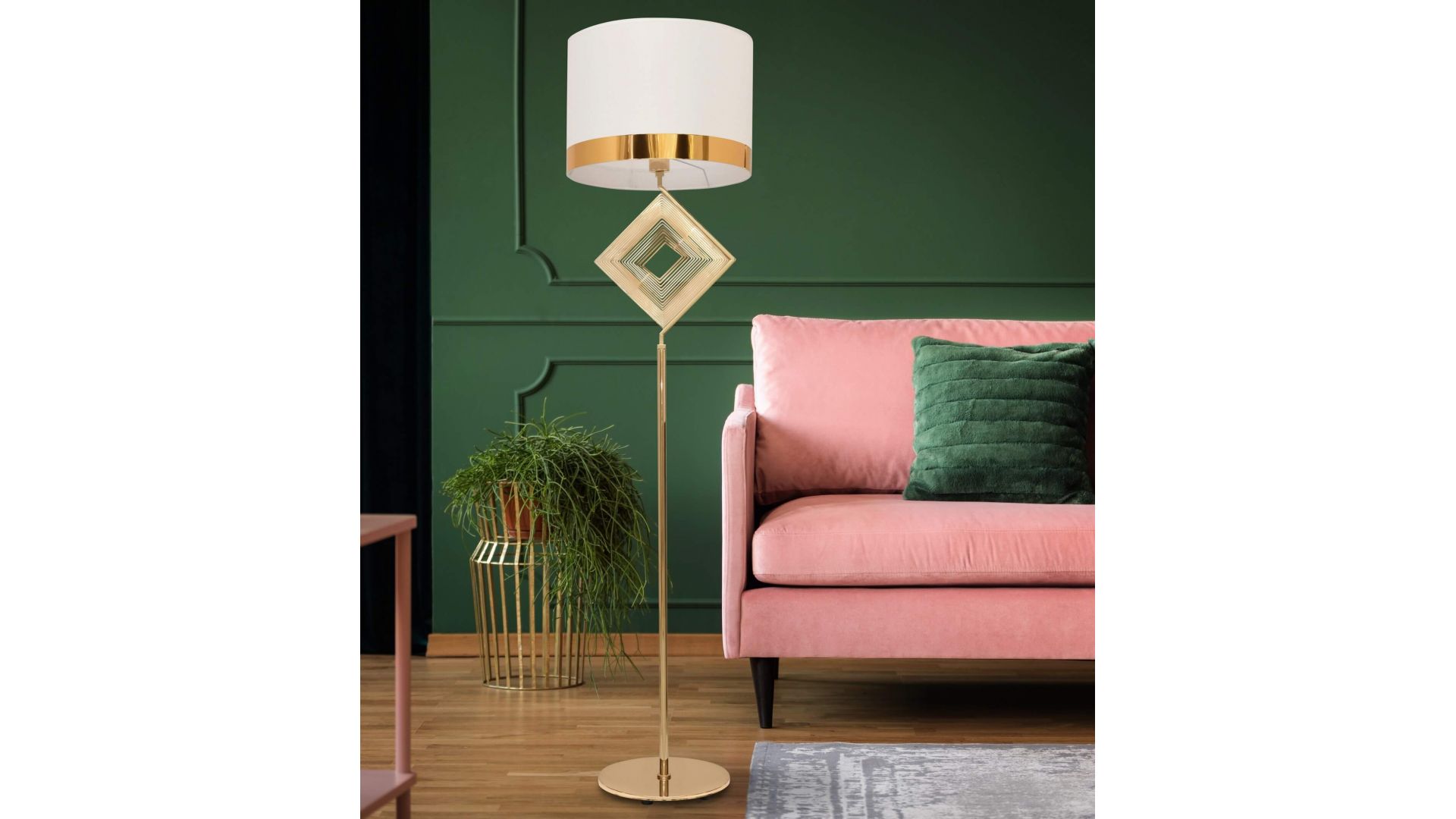 LAMPA STOJĄCA PODŁOGOWA BIAŁO-ZŁOTA BENARDI