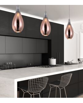 NOWOCZESNA LAMPA WISZĄCA SZKLANA RÓŻOWO-ZŁOTA LAURIS