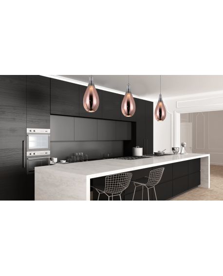 NOWOCZESNA LAMPA WISZĄCA SZKLANA RÓŻOWO-ZŁOTA LAURIS