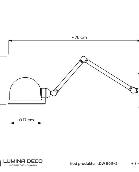 LAMPA ŚCIENNA KINKIET LOFTOWY CZARNY GLUM W2