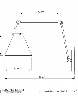 LAMPA ŚCIENNA KINKIET LOFTOWY CZARNY RUBI W2