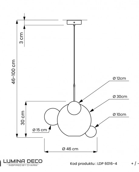 NOWOCZESNA LAMPA WISZĄCA ZŁOTA NERONI W4