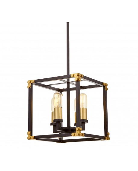 LAMPA WISZĄCA LOFT CZARNO-MOSIĘŻNA WALDORF W4