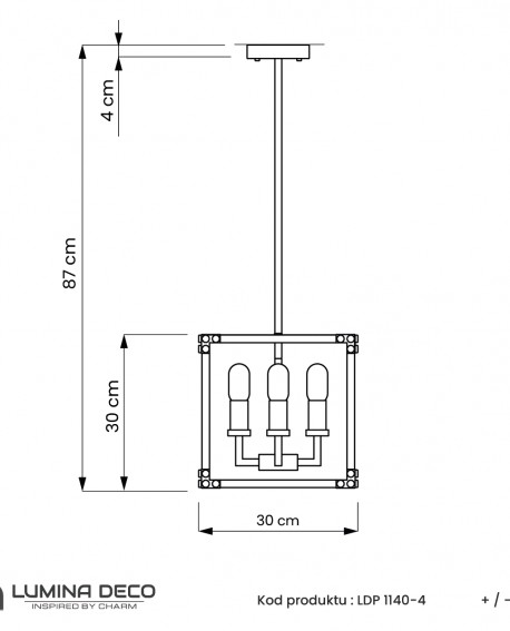 LAMPA WISZĄCA LOFT CZARNO-MOSIĘŻNA WALDORF W4