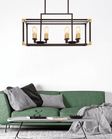 LAMPA WISZĄCA LOFT CZARNO-MOSIĘŻNA WALDORF W8