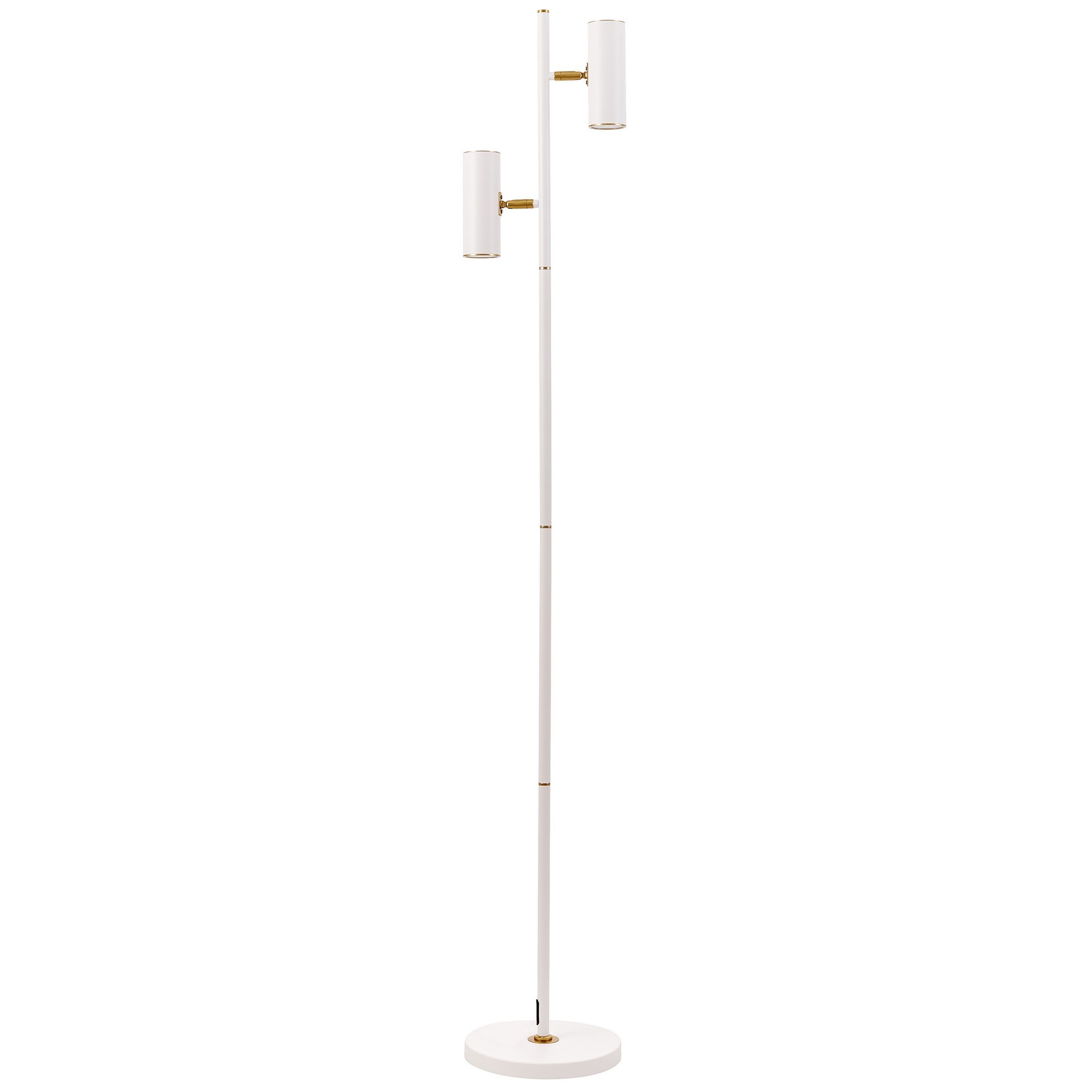 Lampa stojąca podłogowa biało-mosiężna MIRA we wnętrzu