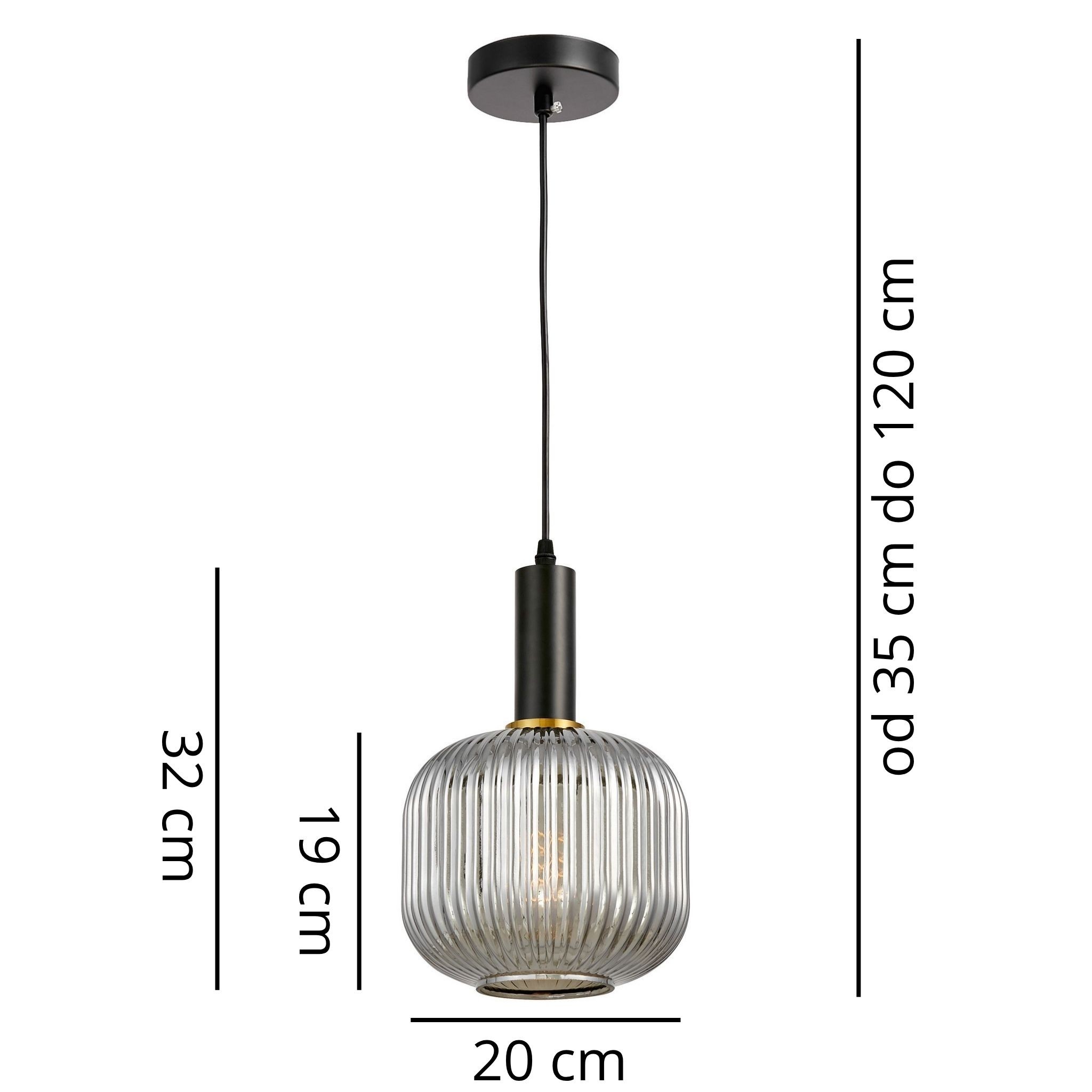 Lampa wisząca loft dymiona GATO - wymiary