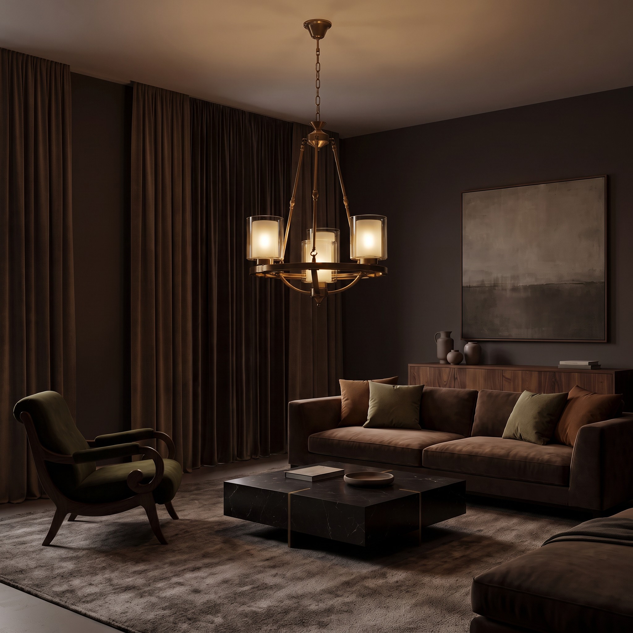 LAMPA WISZĄCA LOFT MOSIĘŻNA SANTINI W4 we wnętrzu