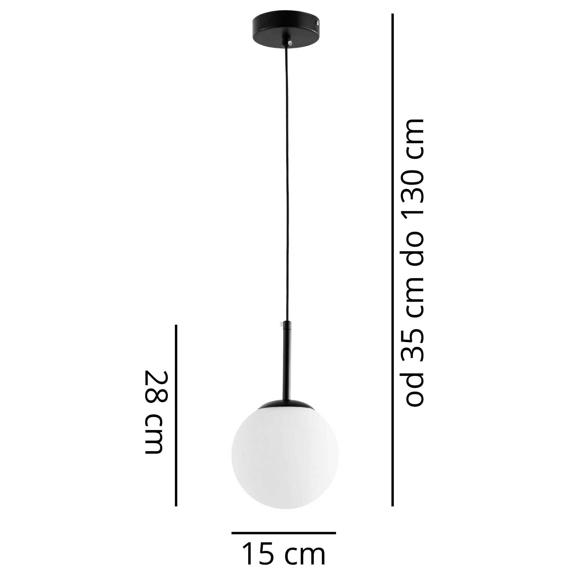 NOWOCZESNA LAMPA WISZĄCA CZARNA FREDICA D15 - wymiary