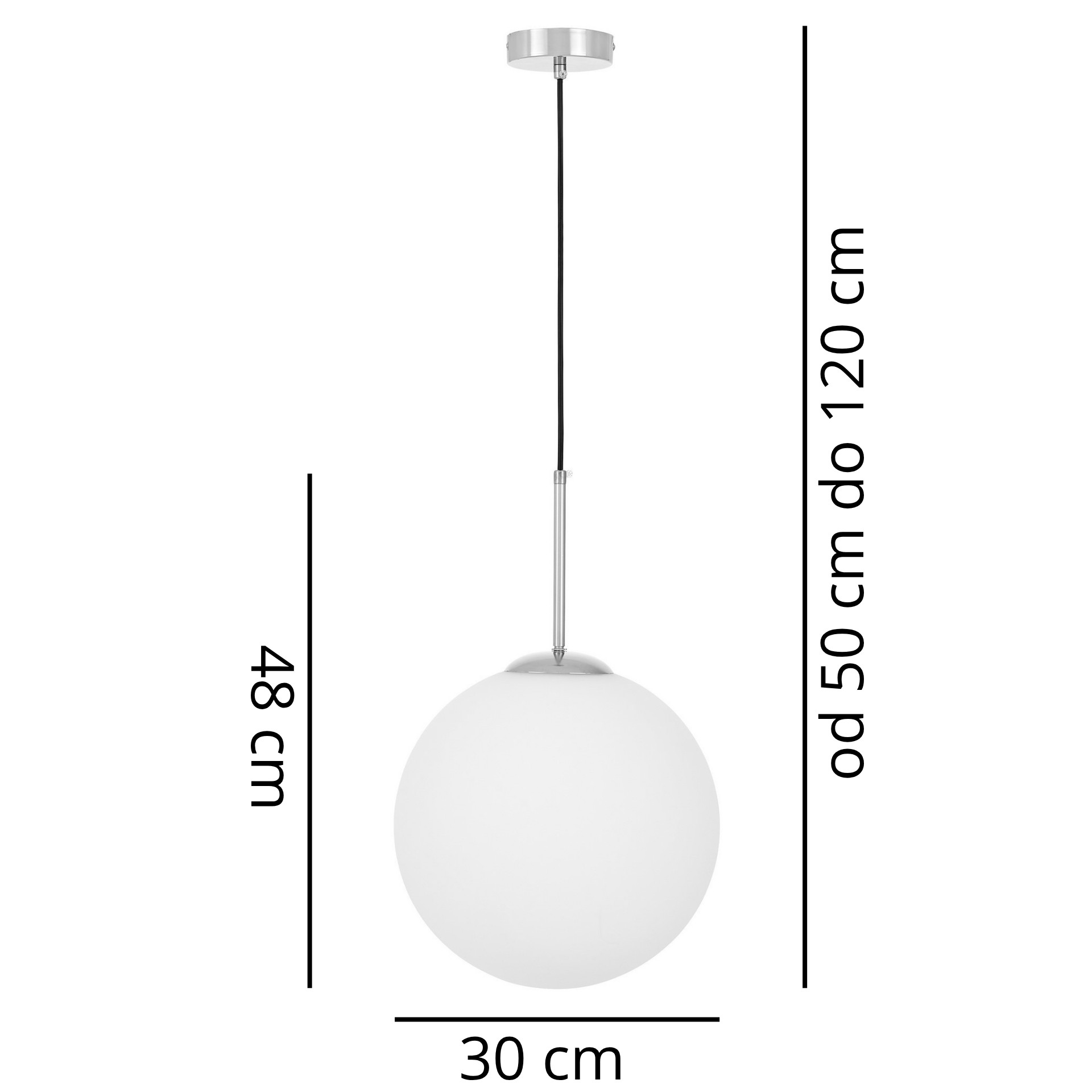 NOWOCZESNA LAMPA WISZĄCA CHROMOWANA FREDICA D30 - wymiary