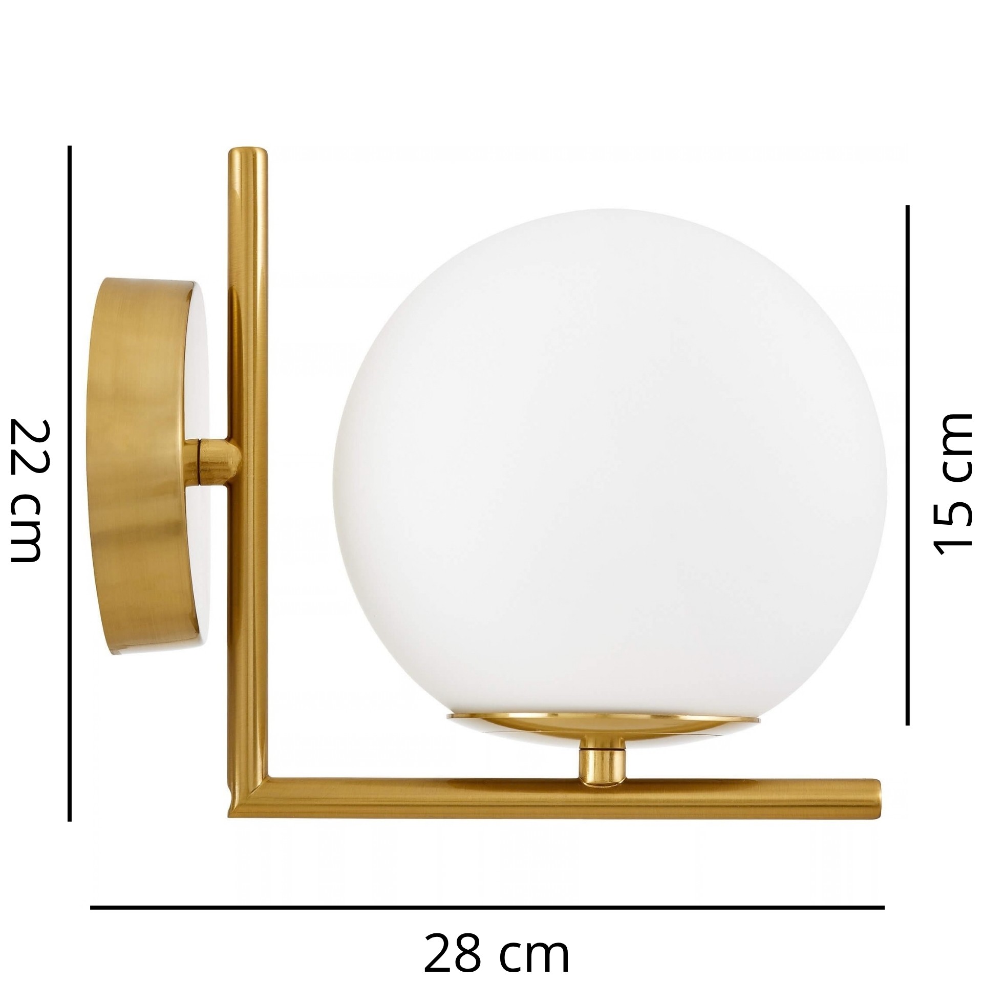 Nowoczesna lampa ścienna kinkiet mosiężny SORENTO D15 - wymiary