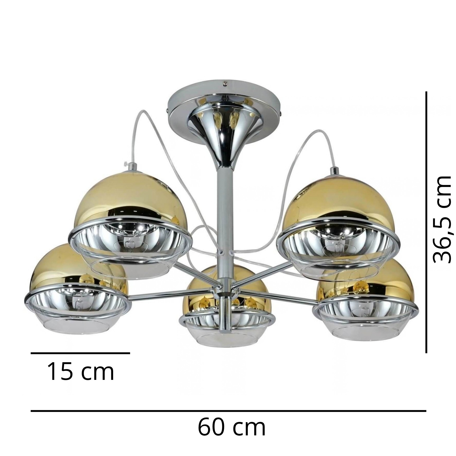 NOWOCZESNA LAMPA SUFITOWA PLAFON ZŁOTY VERONI W5 - wymiary