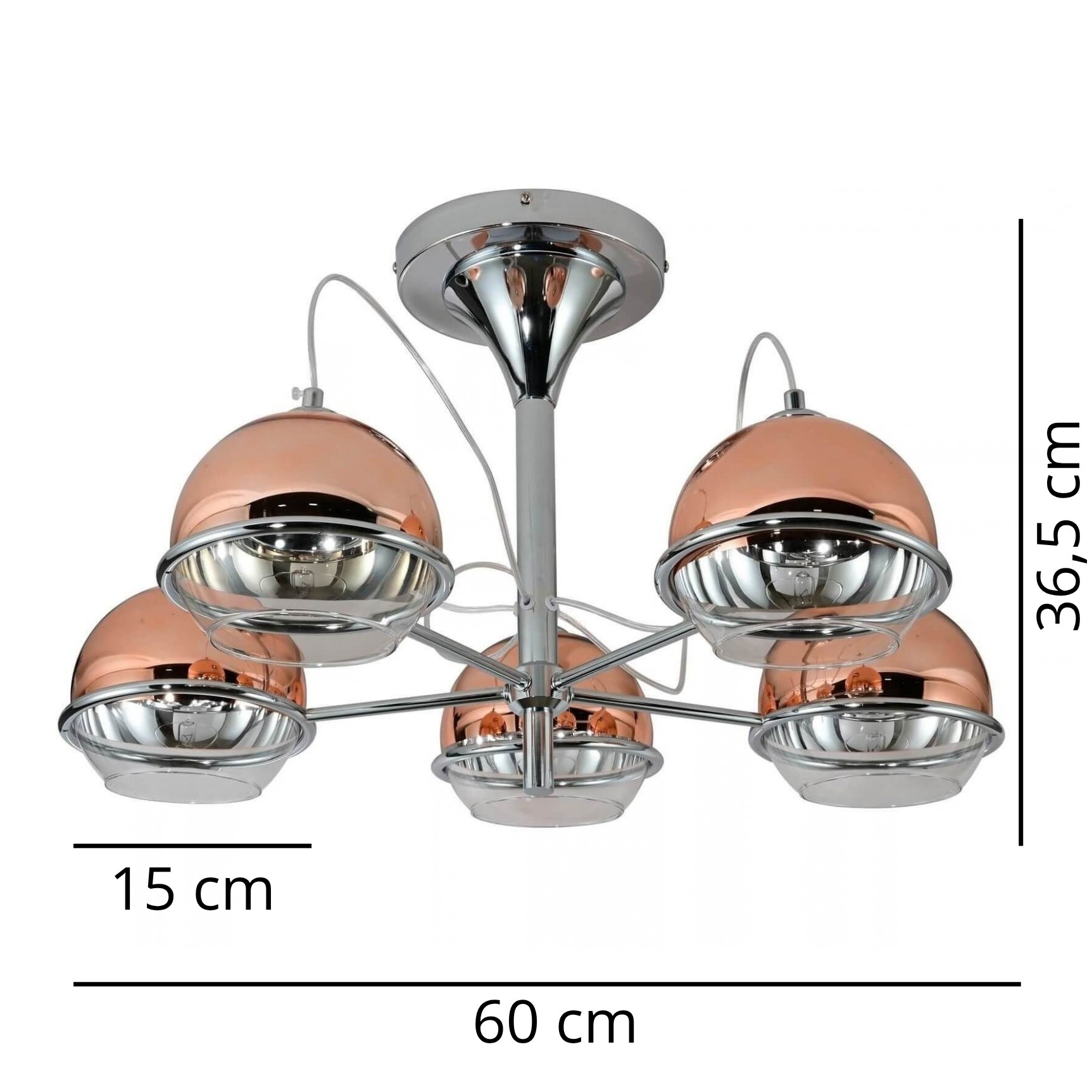 NOWOCZESNA LAMPA SUFITOWA PLAFON RÓŻOWO-ZŁOTY VERONI W5 - wymiary
