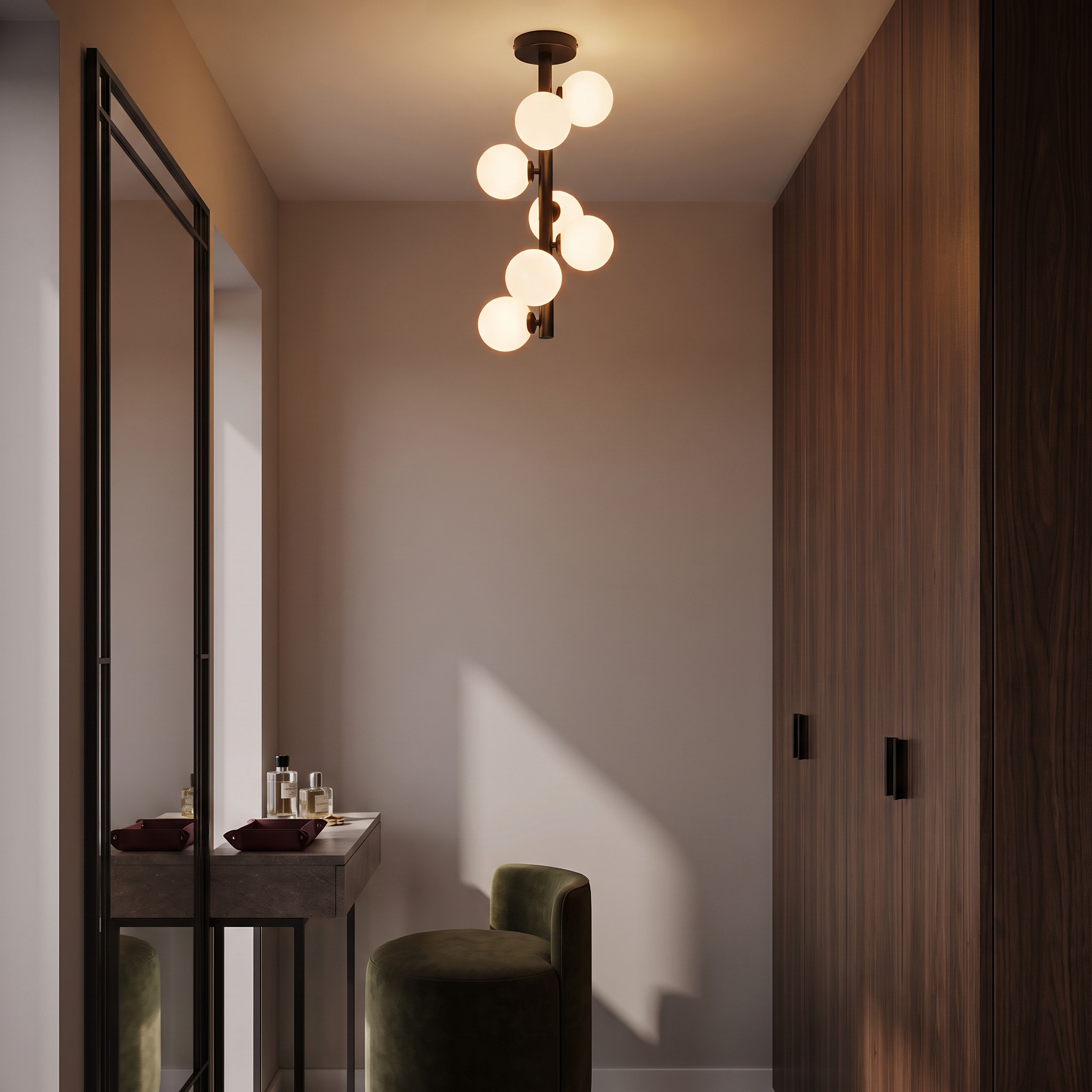 Nowoczesna lampa sufitowa czarna PETRICA W7 we wnętrzu
