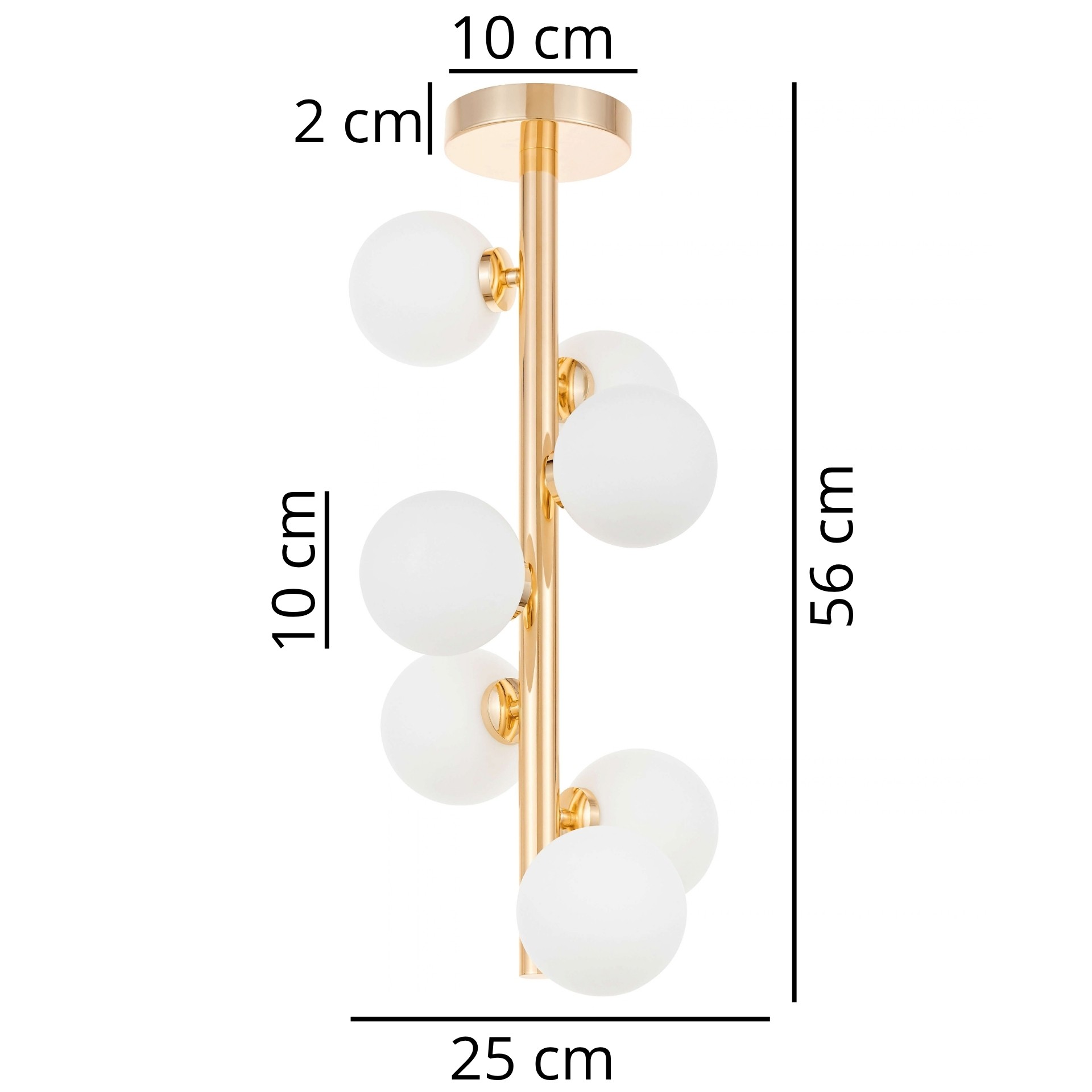 NOWOCZESNA LAMPA SUFITOWA ZŁOTA PETRICA W7 - wymiary
