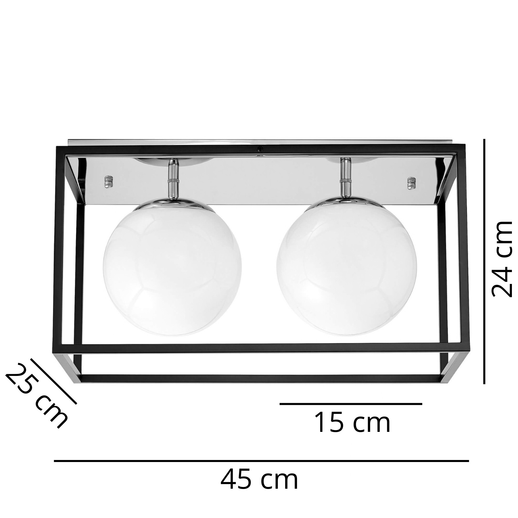 NOWOCZESNA LAMPA SUFITOWA CHROMOWANY PLAFON MALDINI W2 - wymiary