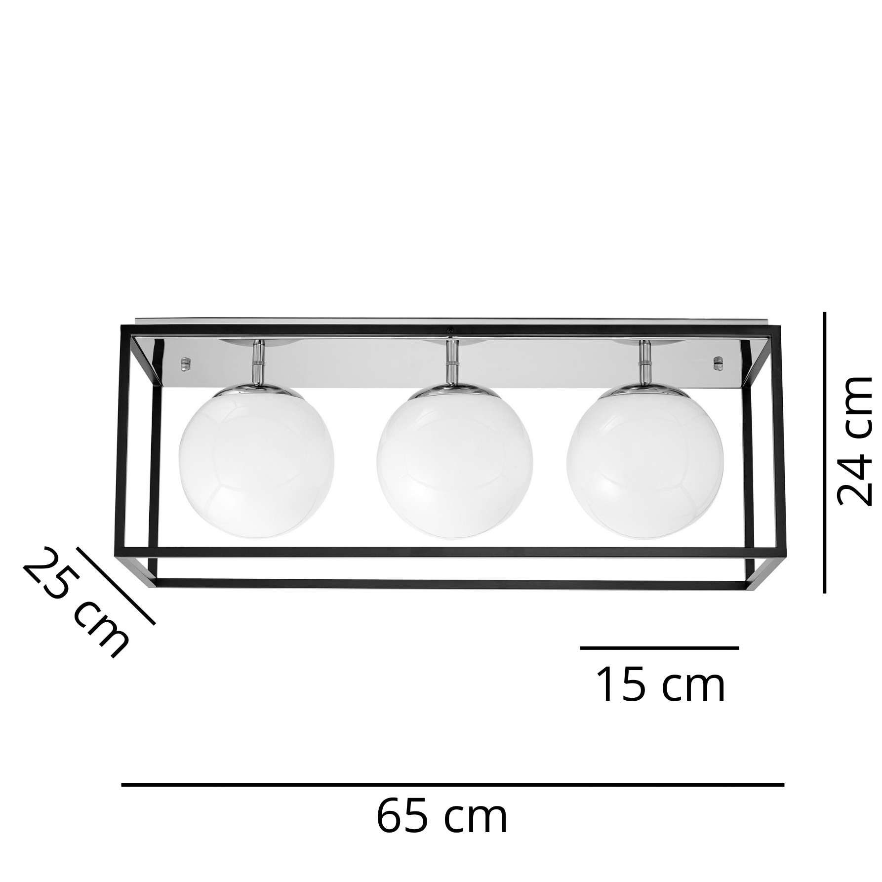 NOWOCZESNA LAMPA SUFITOWA CHROMOWANY PLAFON MALDINI W3 - wymiary