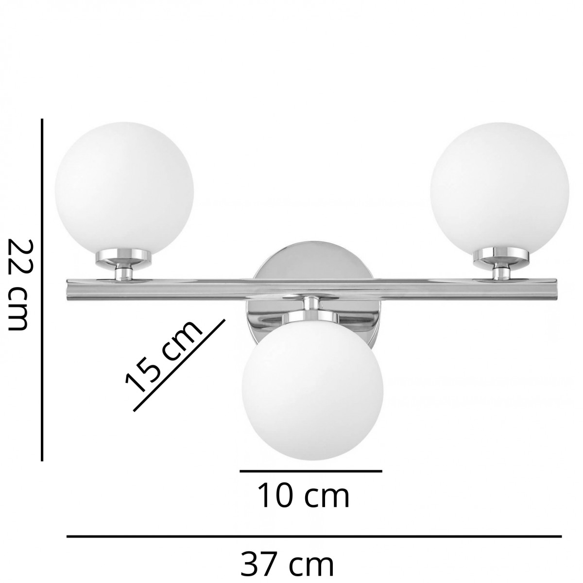 LAMPA ŚCIENNA KINKIET NOWOCZESNY CHROMOWANY MARSIADA W3 - wymiary