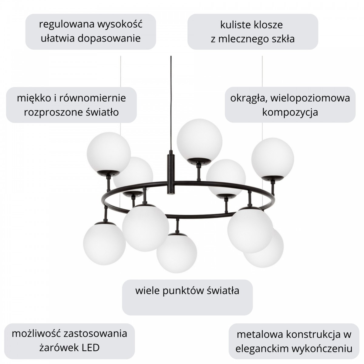 Nowoczesna lampa wisząca czarno-biała CEREDO NEO W10