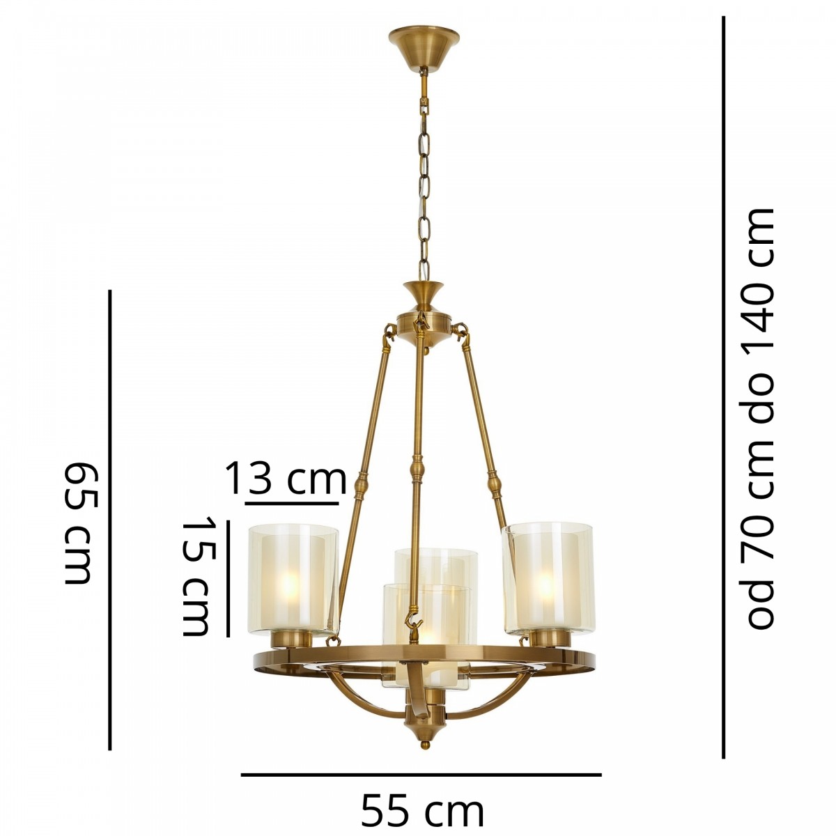 LAMPA WISZĄCA LOFT MOSIĘŻNA SANTINI W4 - wymiary