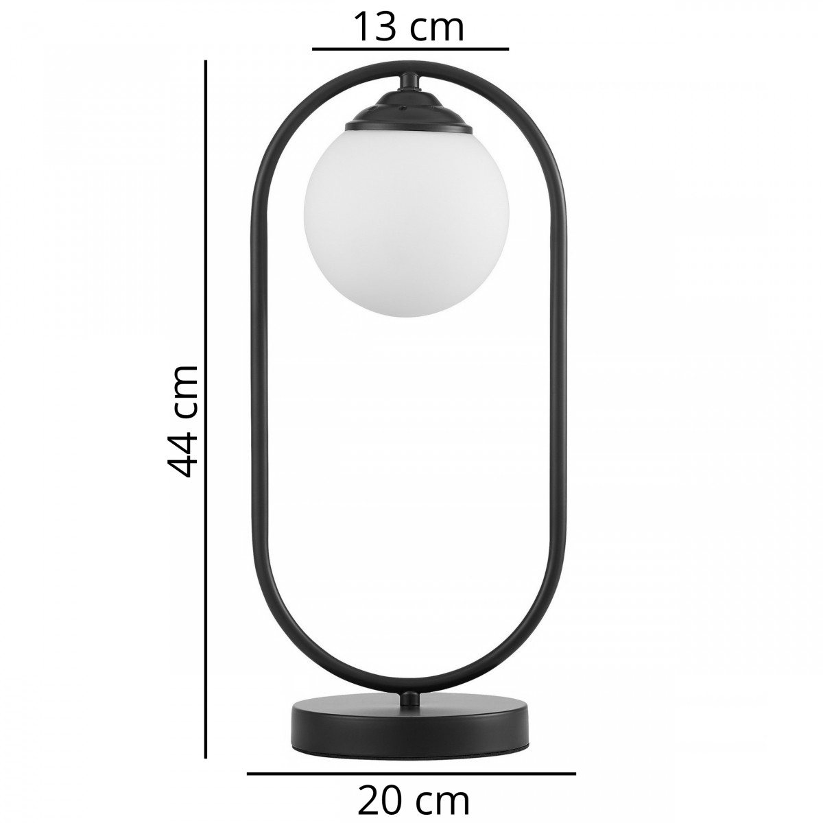 NOWOCZESNA LAMPA BIURKOWA CZARNA VERO W1 - wymiary